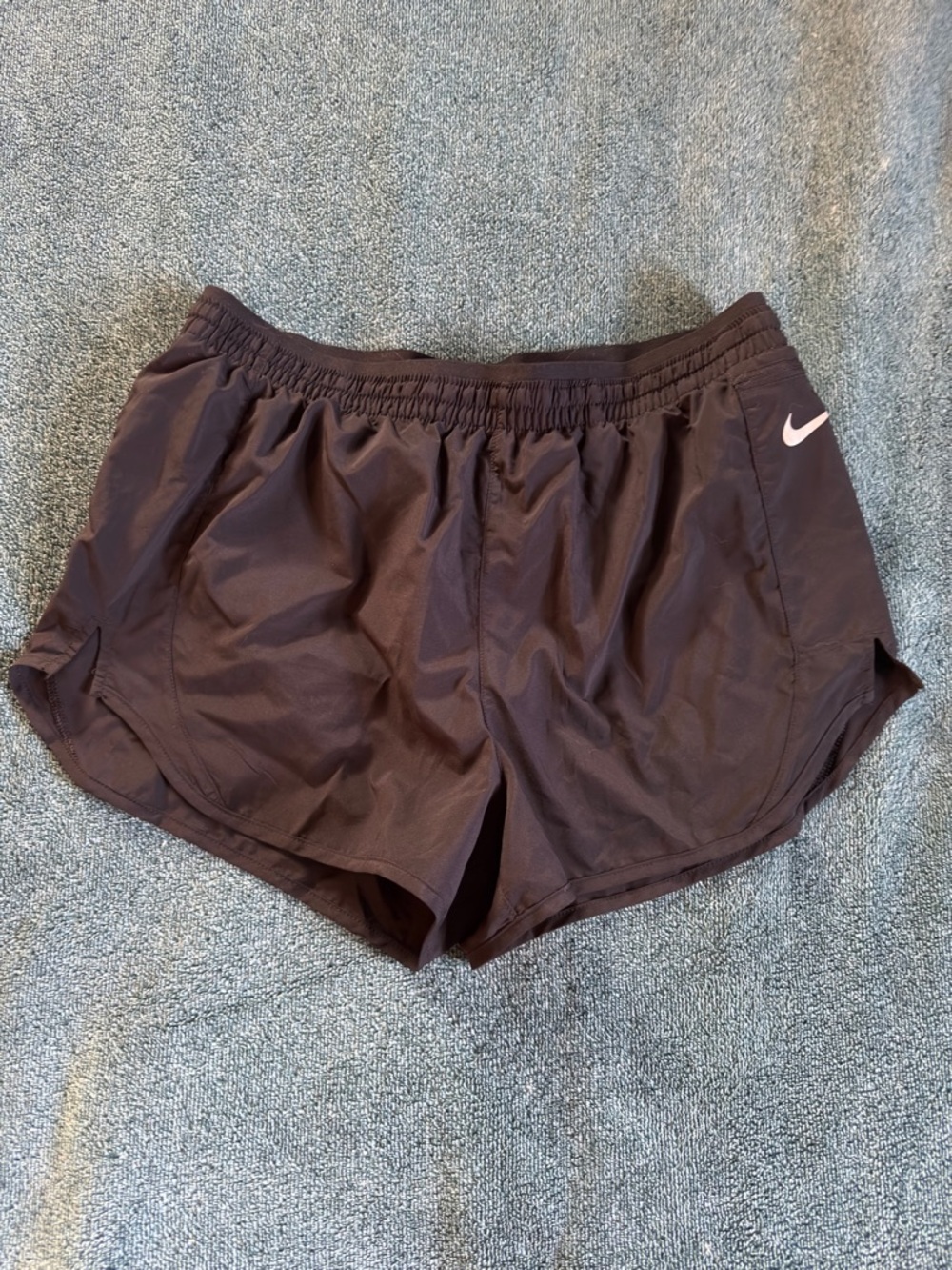 Nike Women’s DriFit Black Athletic Training Shorts with White Swoosh Large